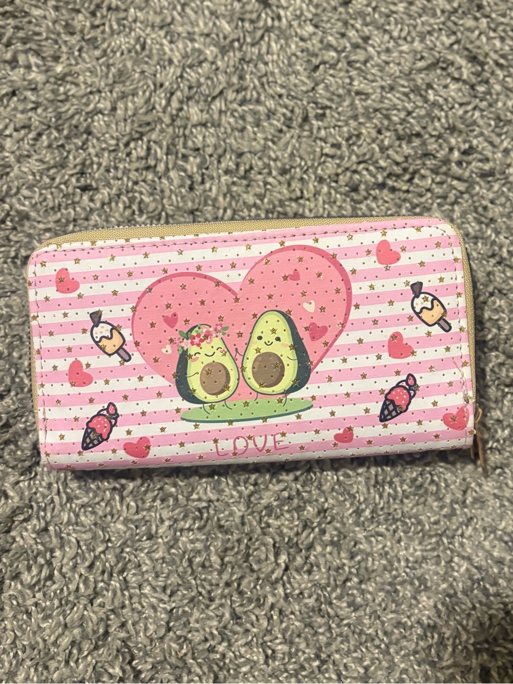 Cute Pink Avocado Love Zip Wallet - Women Accessories